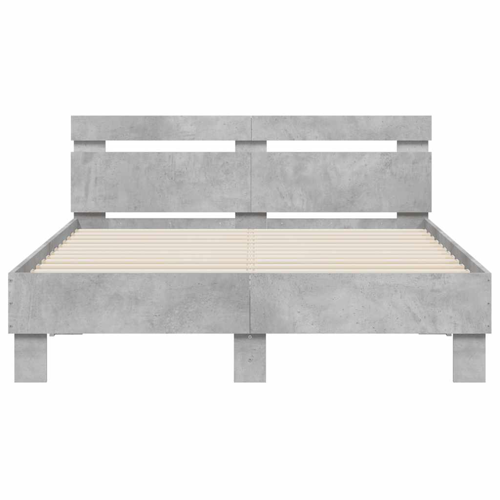vidaXL Bed Frame with LED without Mattress Concrete Grey 120x200 cm