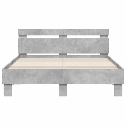 vidaXL Bed Frame with LED without Mattress Concrete Grey 120x200 cm
