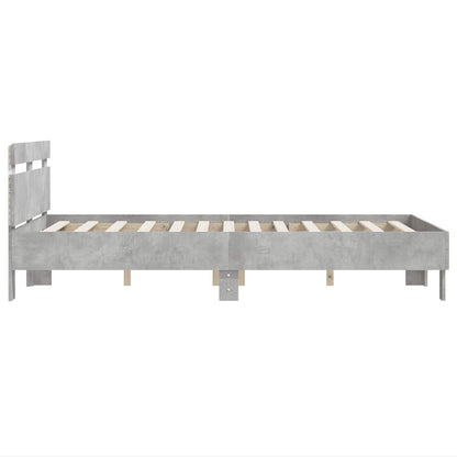 vidaXL Bed Frame with LED without Mattress Concrete Grey 120x200 cm