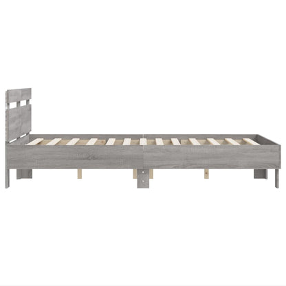 vidaXL Bed Frame with LED without Mattress Grey Sonoma 120x200 cm