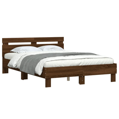 vidaXL Bed Frame with LED without Mattress Brown Oak 120x200 cm