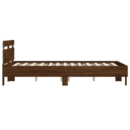 vidaXL Bed Frame with LED without Mattress Brown Oak 120x200 cm