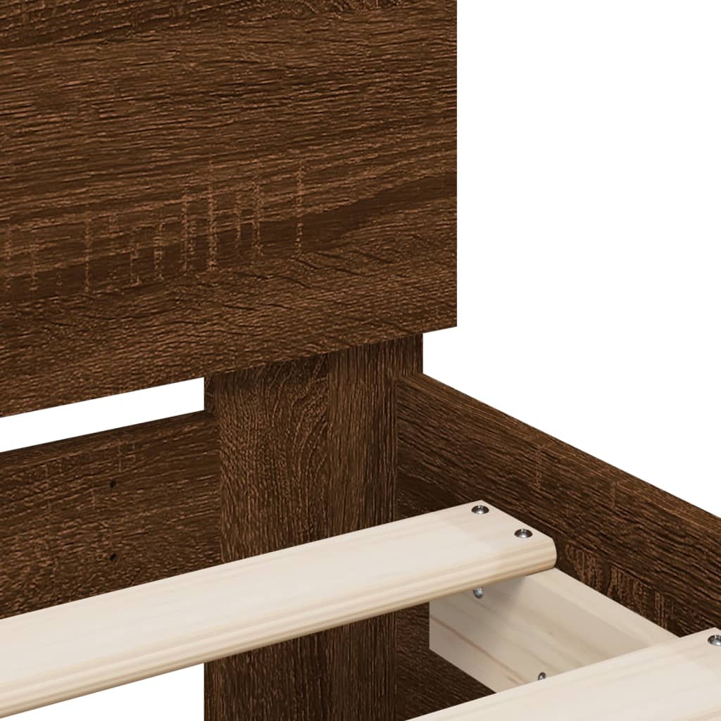 vidaXL Bed Frame with LED without Mattress Brown Oak 120x200 cm