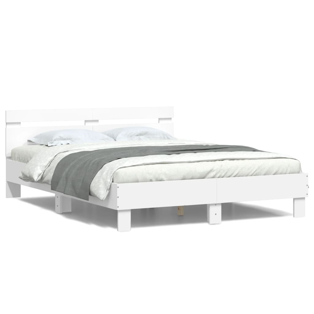 vidaXL Bed Frame with LED without Mattress White 140x190 cm