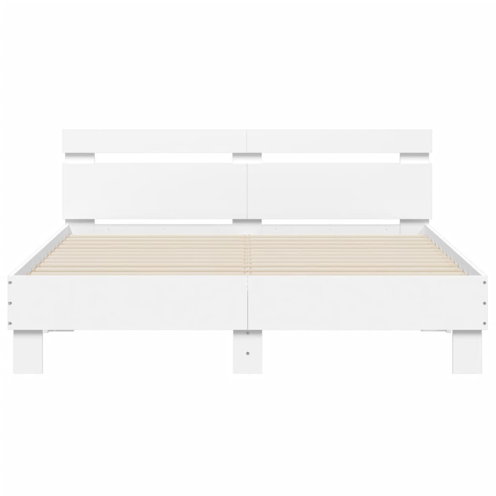 vidaXL Bed Frame with LED without Mattress White 140x190 cm