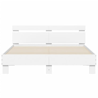 vidaXL Bed Frame with LED without Mattress White 140x190 cm
