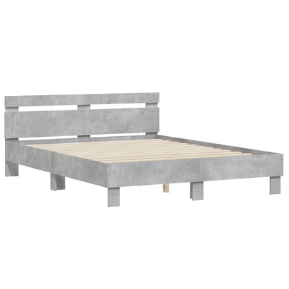 vidaXL Bed Frame with LED without Mattress Concrete Grey 140x190 cm