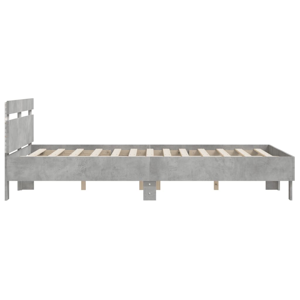 vidaXL Bed Frame with LED without Mattress Concrete Grey 140x190 cm