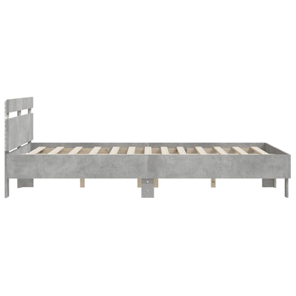 vidaXL Bed Frame with LED without Mattress Concrete Grey 140x190 cm