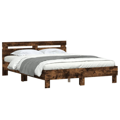 vidaXL Bed Frame | Smoked oak | Engineered wood | Double | Bed Frame