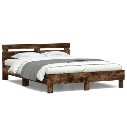 vidaXL Bed Frame | Smoked oak | Engineered wood | Double | Bed Frame