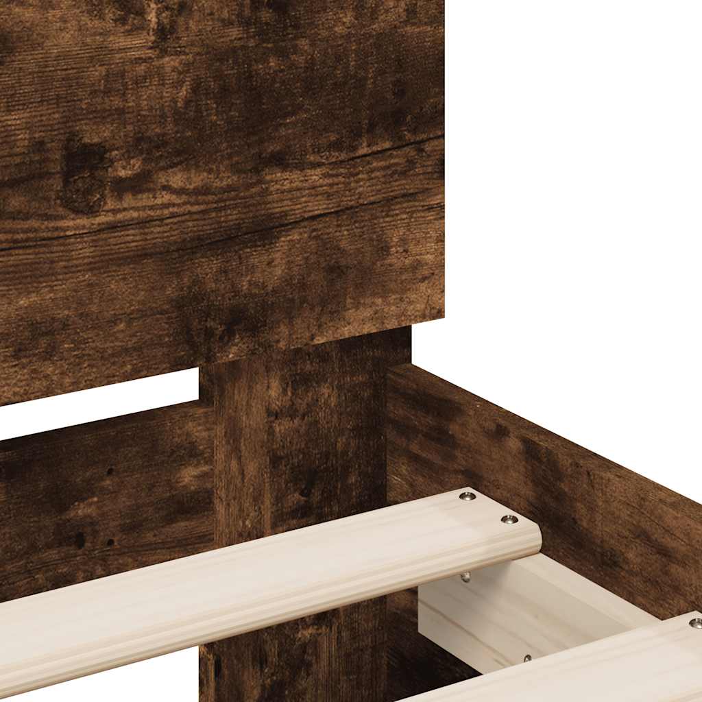 vidaXL Bed Frame with LED without Mattress Smoked Oak 140x190 cm