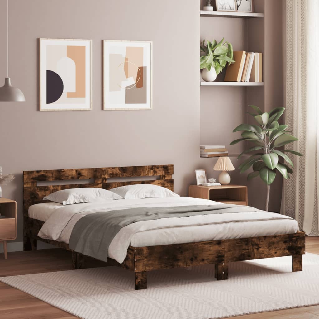 vidaXL Bed Frame | Smoked oak | Engineered wood | Double | Bed Frame