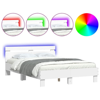 vidaXL Bed Frame with LED without Mattress White 135x190 cm Double