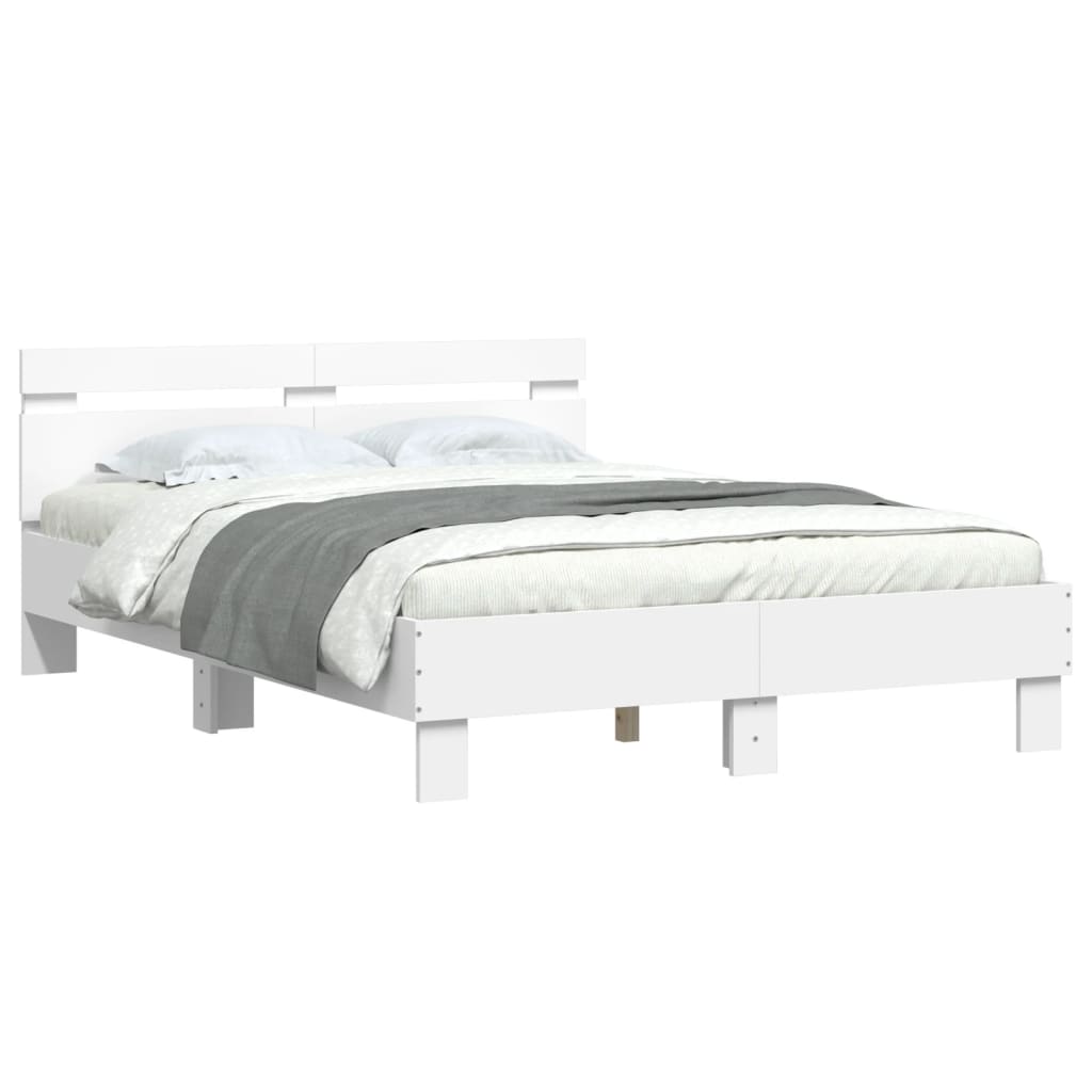 vidaXL Bed Frame with LED without Mattress White 135x190 cm Double