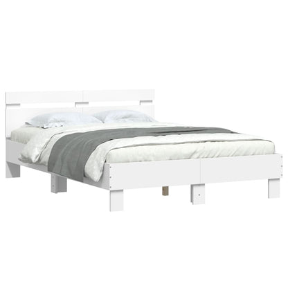 vidaXL Bed Frame with LED without Mattress White 135x190 cm Double