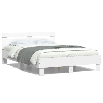 vidaXL Bed Frame with LED without Mattress White 135x190 cm Double