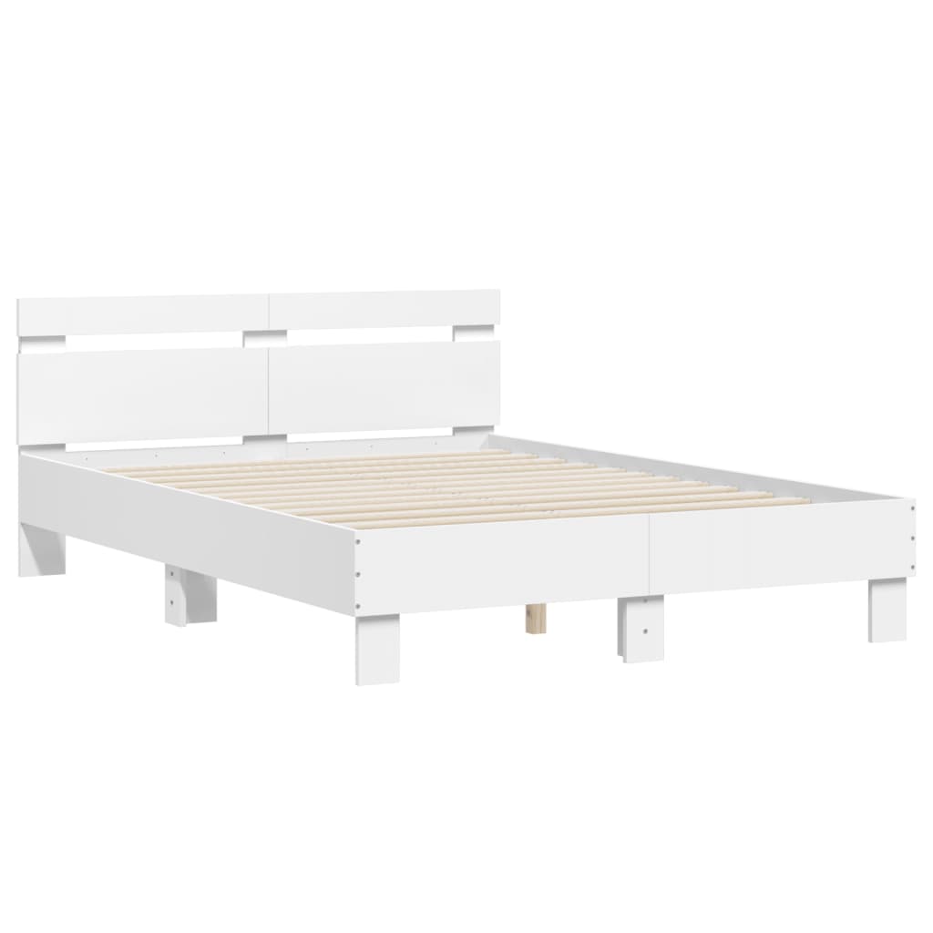 vidaXL Bed Frame with LED without Mattress White 135x190 cm Double