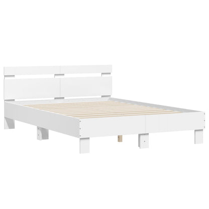 vidaXL Bed Frame with LED without Mattress White 135x190 cm Double