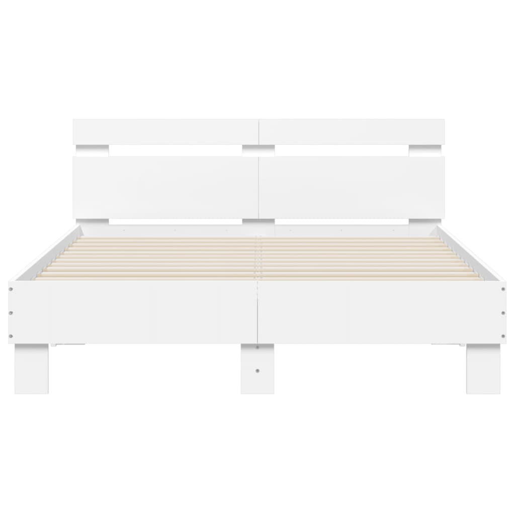 vidaXL Bed Frame with LED without Mattress White 135x190 cm Double