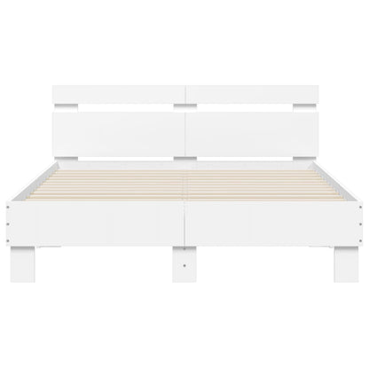 vidaXL Bed Frame with LED without Mattress White 135x190 cm Double