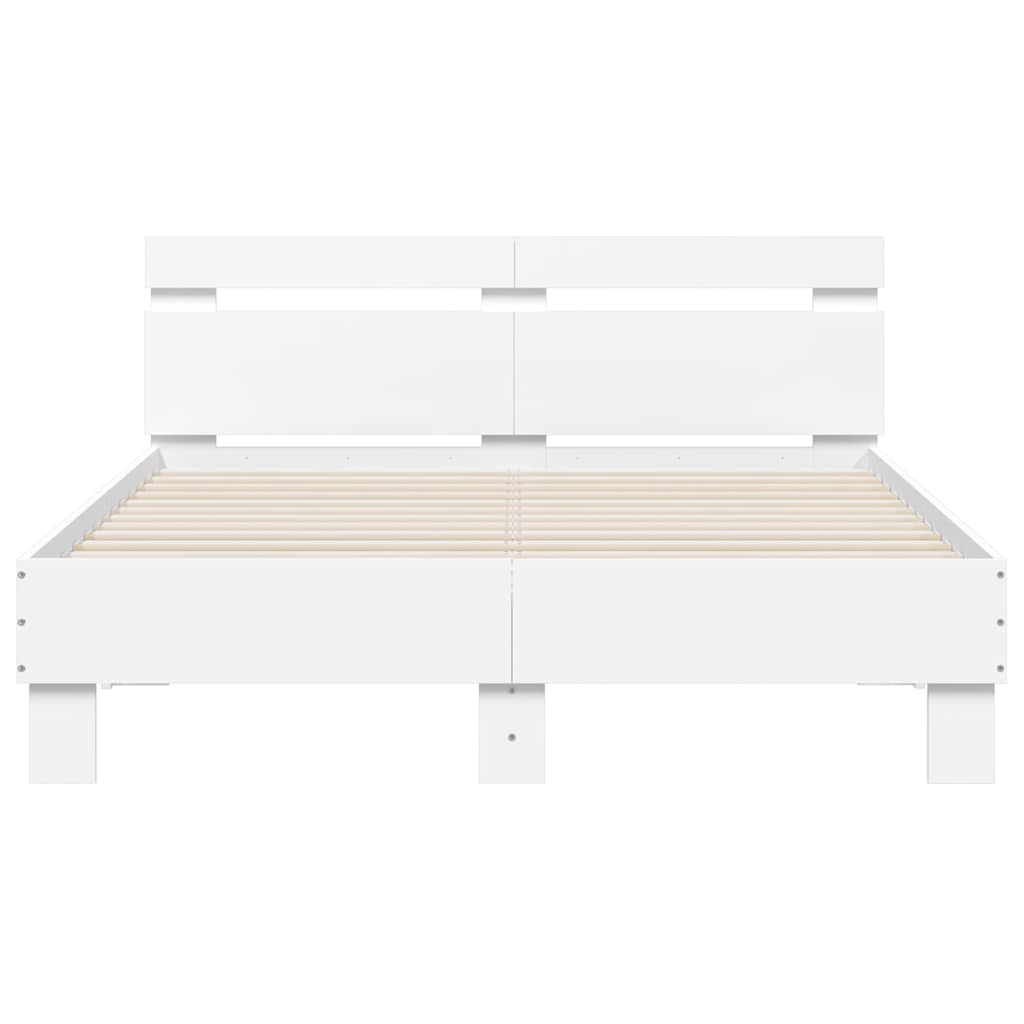 vidaXL Bed Frame with LED without Mattress White 135x190 cm Double