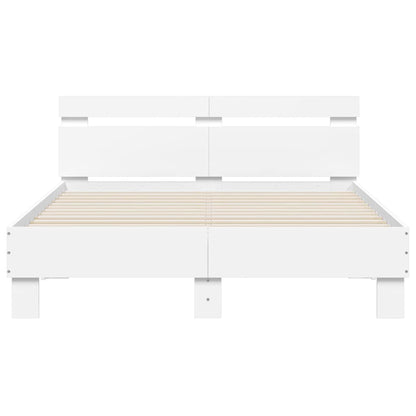 vidaXL Bed Frame with LED without Mattress White 135x190 cm Double