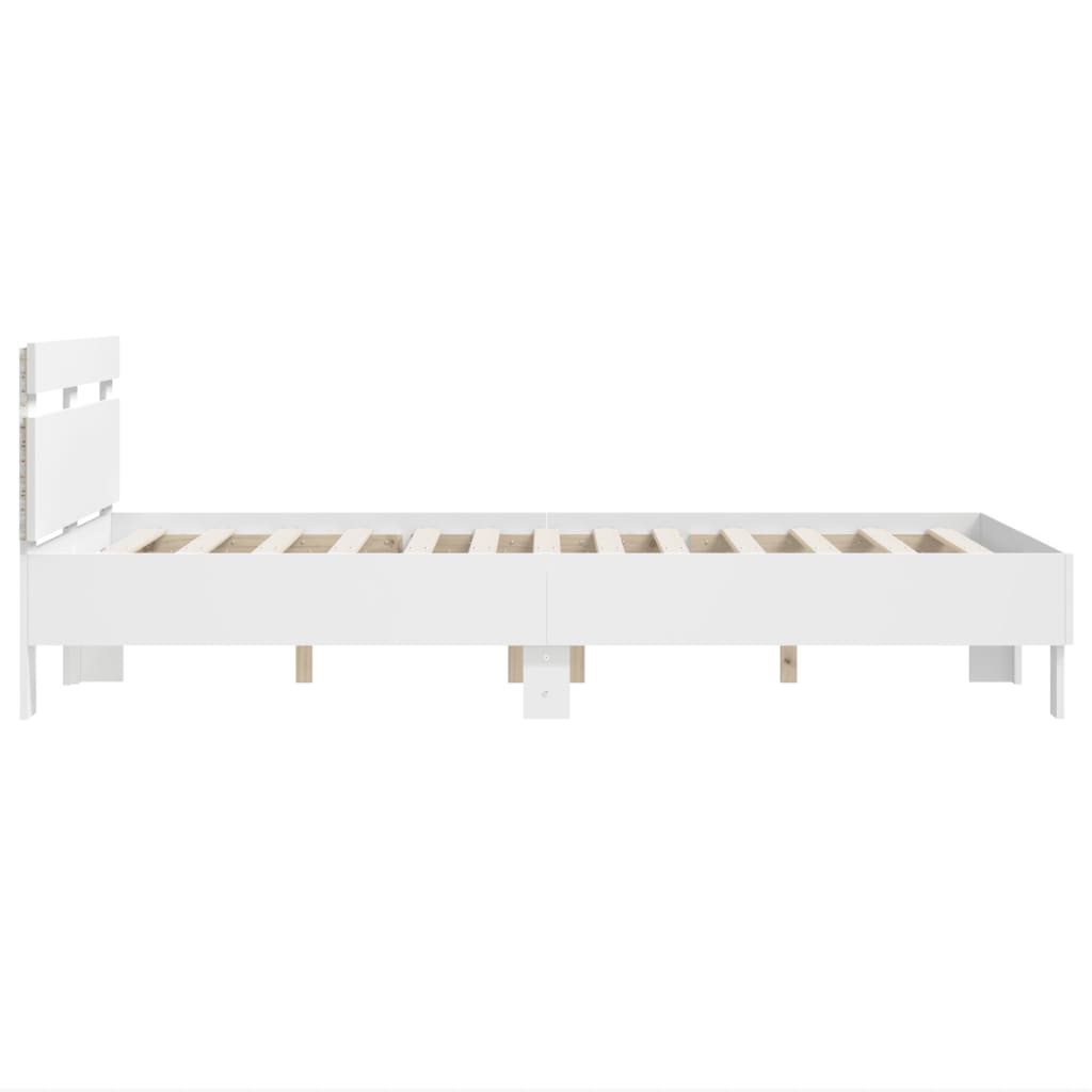 vidaXL Bed Frame with LED without Mattress White 135x190 cm Double