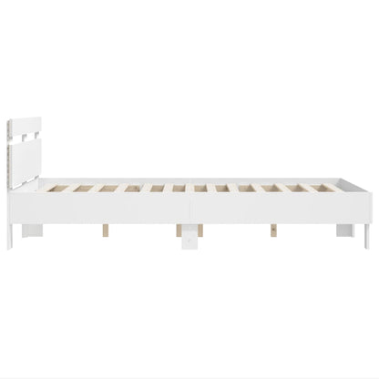 vidaXL Bed Frame with LED without Mattress White 135x190 cm Double