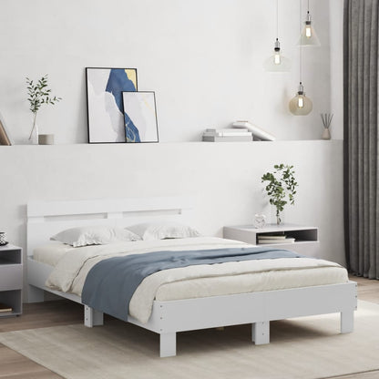 vidaXL Bed Frame with LED without Mattress White 135x190 cm Double