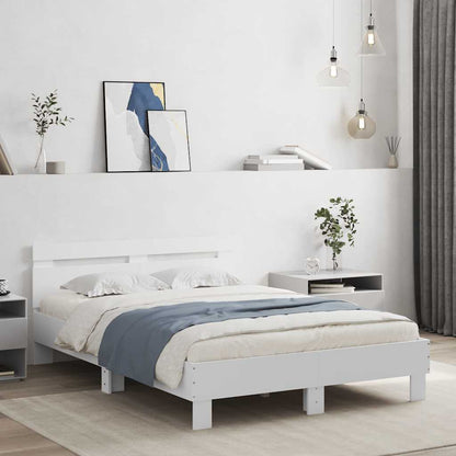vidaXL Bed Frame with LED without Mattress White 135x190 cm