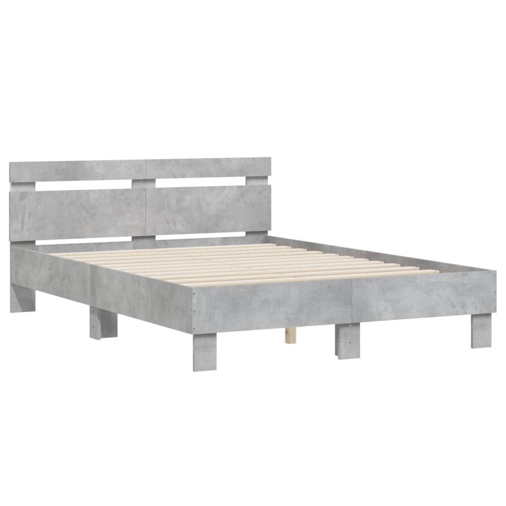 vidaXL Bed Frame with LED without Mattress Concrete Grey 135x190 cm Double