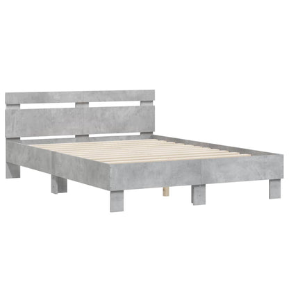 vidaXL Bed Frame with LED without Mattress Concrete Grey 135x190 cm Double