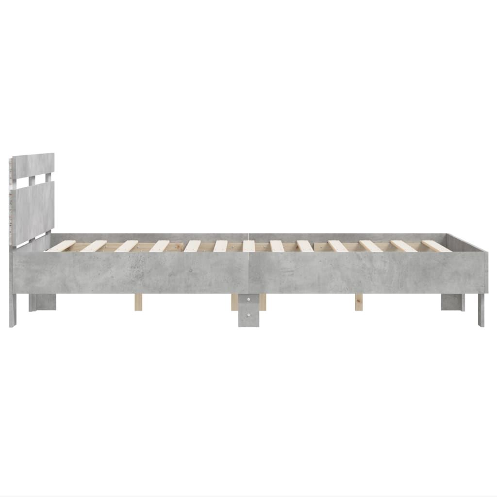 vidaXL Bed Frame with LED without Mattress Concrete Grey 135x190 cm