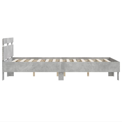 vidaXL Bed Frame with LED without Mattress Concrete Grey 135x190 cm
