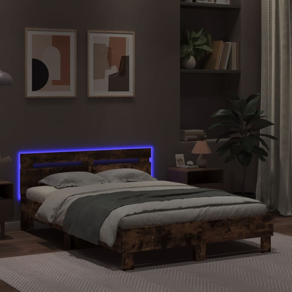 vidaXL Bed Frame | Smoked oak | Engineered wood | Double | Bed Frame
