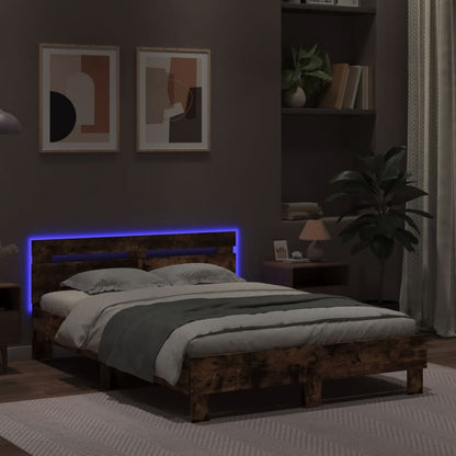 vidaXL Bed Frame | Smoked oak | Engineered wood | Double | Bed Frame