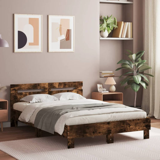 vidaXL Bed Frame | Smoked oak | Engineered wood | Double | Bed Frame