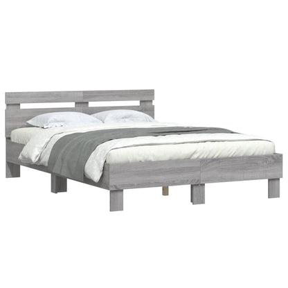 vidaXL Bed Frame | Grey Sonoma | Engineered wood, Plywood | 135x190 cm Double