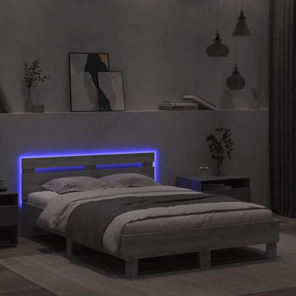 vidaXL Bed Frame | Grey Sonoma | Engineered wood, Plywood | 135x190 cm Double