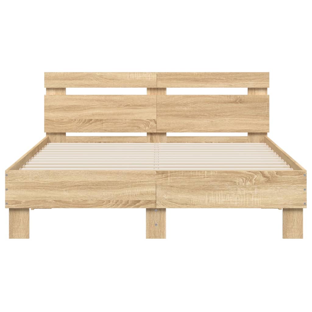 vidaXL Bed Frame with LED without Mattress Sonoma Oak 120x190 cm Small Double