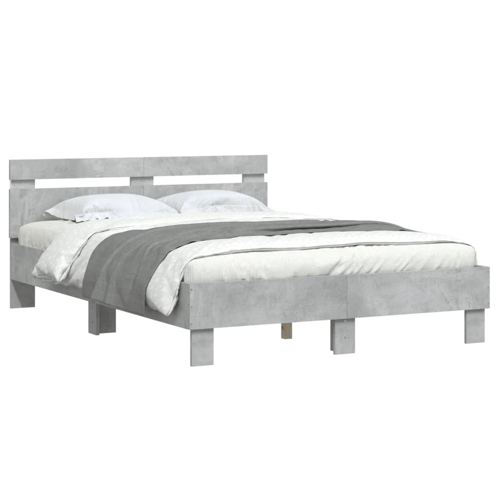 vidaXL Bed Frame with LED without Mattress Concrete Grey 120x190 cm Small Double