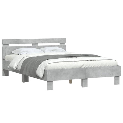 vidaXL Bed Frame with LED without Mattress Concrete Grey 120x190 cm Small Double