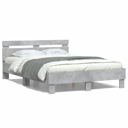 vidaXL Bed Frame with LED without Mattress Concrete Grey 120x190 cm Small Double