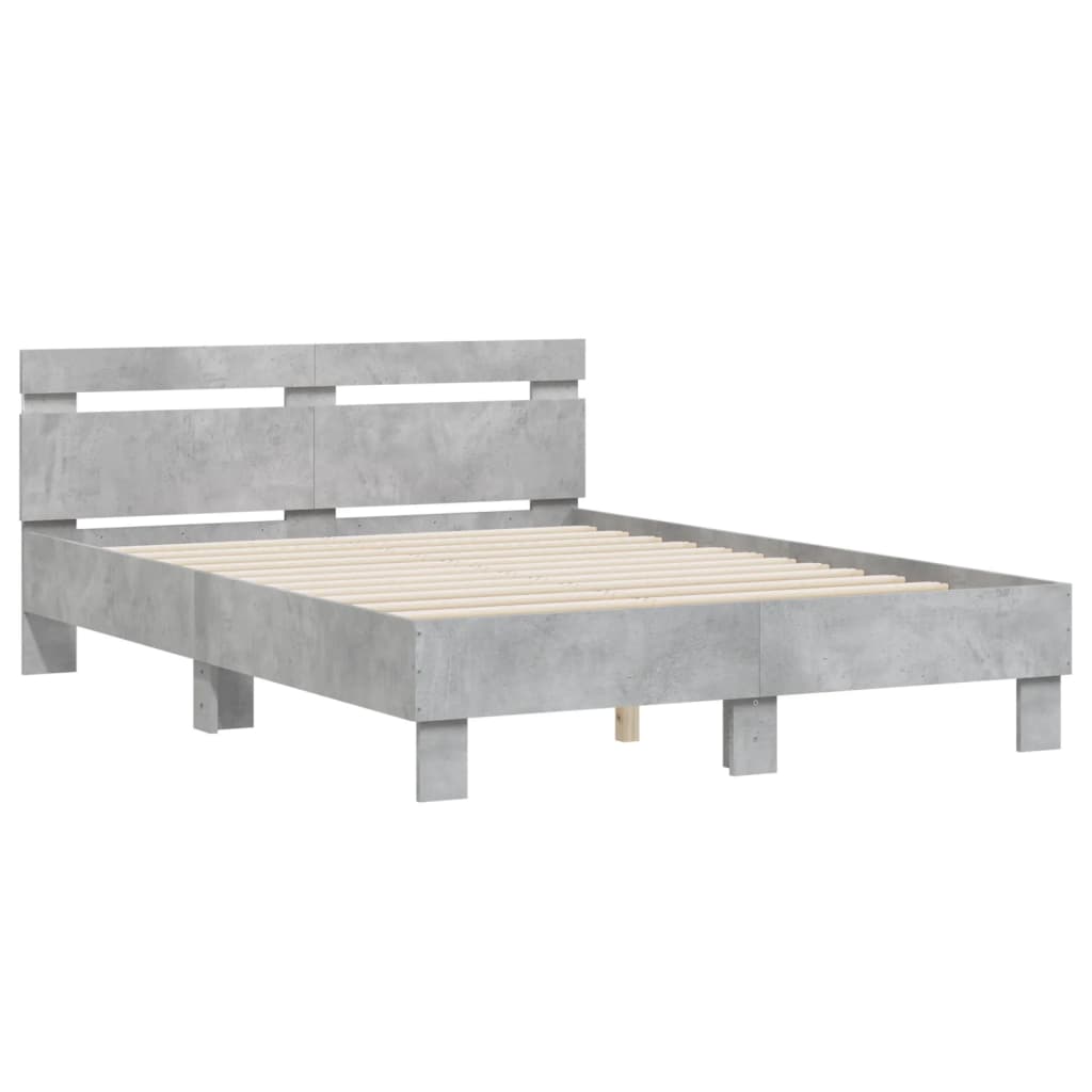 vidaXL Bed Frame with LED without Mattress Concrete Grey 120x190 cm Small Double