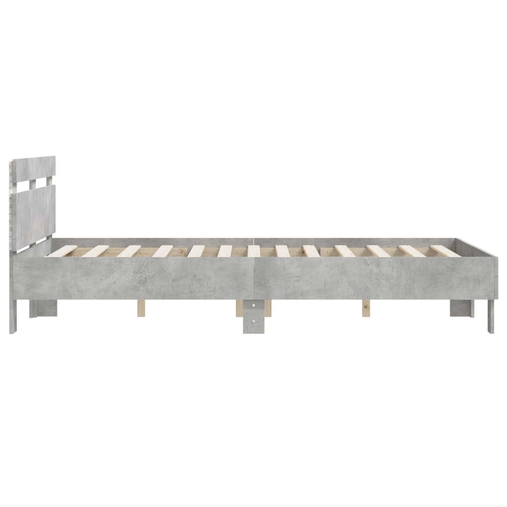 vidaXL Bed Frame with LED without Mattress Concrete Grey 120x190 cm Small Double