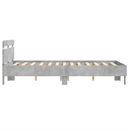 vidaXL Bed Frame with LED without Mattress Concrete Grey 120x190 cm Small Double