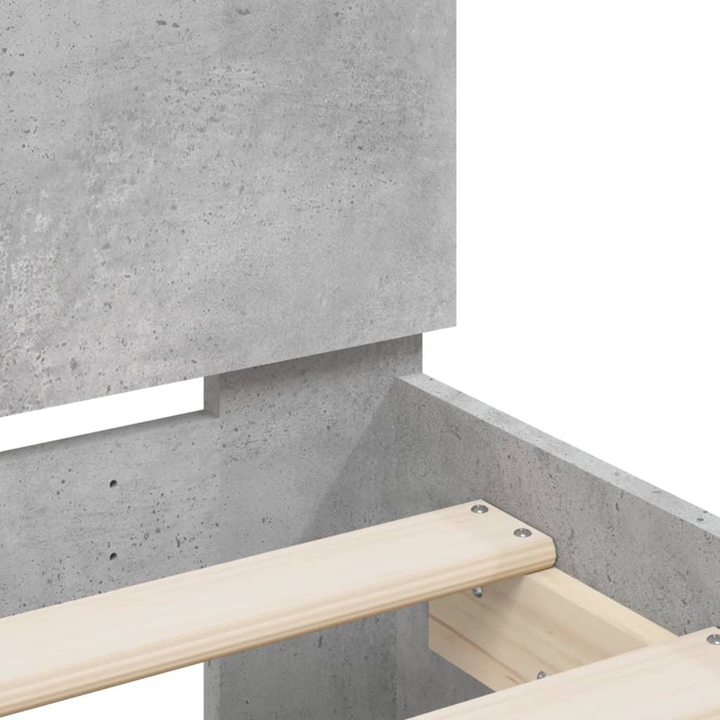 vidaXL Bed Frame with LED without Mattress Concrete Grey 120x190 cm Small Double