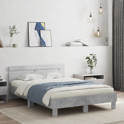 vidaXL Bed Frame with LED without Mattress Concrete Grey 120x190 cm Small Double