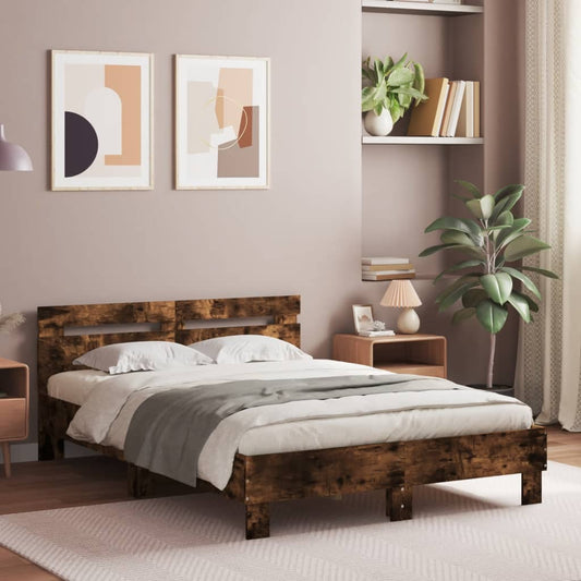 vidaXL Bed Frame | Smoked Oak | Engineered wood and plywood | Small Double
